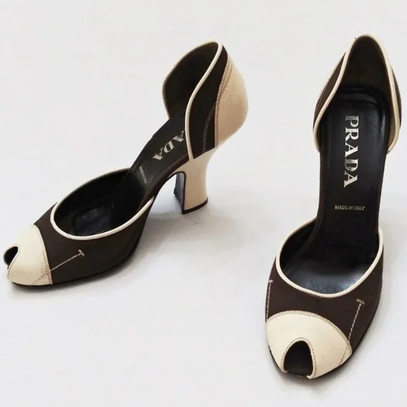Shoes | Vintage Prada Dorsay Peeptoe Heels 2tone Platform